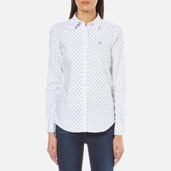 GANT Women's Stretch Oxford Printed Dot Shirt - White