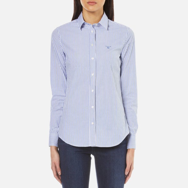 GANT Women's Broadcloth Stretch Striped Shirt - Nautical Blue