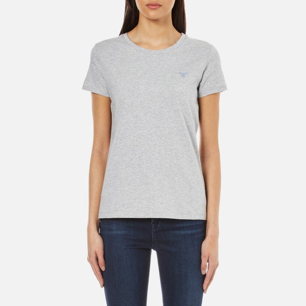 GANT Women's Cotton/Elastane Crew Neck T-Shirt - Light Grey Melange