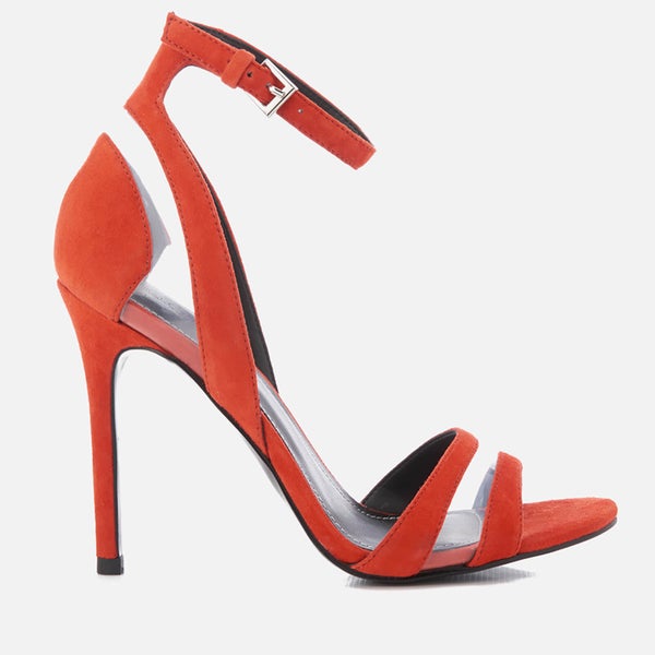 Kendall + Kylie Women's Goldie Suede Heeled Sandals - Bright Coral/Clear