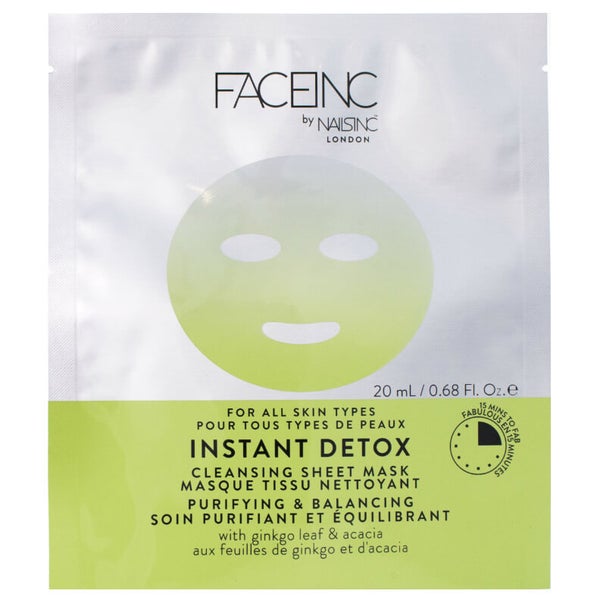 Máscara de Tecido para Limpeza Instant Detox FACEINC by nails inc. - Purificante e Equilibrante