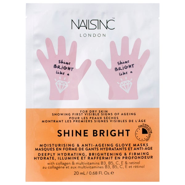 FACEINC by nails inc. Shine Bright maschera mani idratante e anti-età guanti imbevuti - idrata a fondo, illumina e tonifica