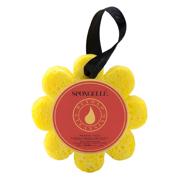 Esponja con jabón corporal perfumado en forma de flor de Spongellé - Papaya y yuzu