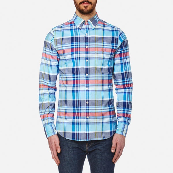 GANT Men's Big Plaid Comfort Oxford Long Sleeve Shirt - Nautical Blue