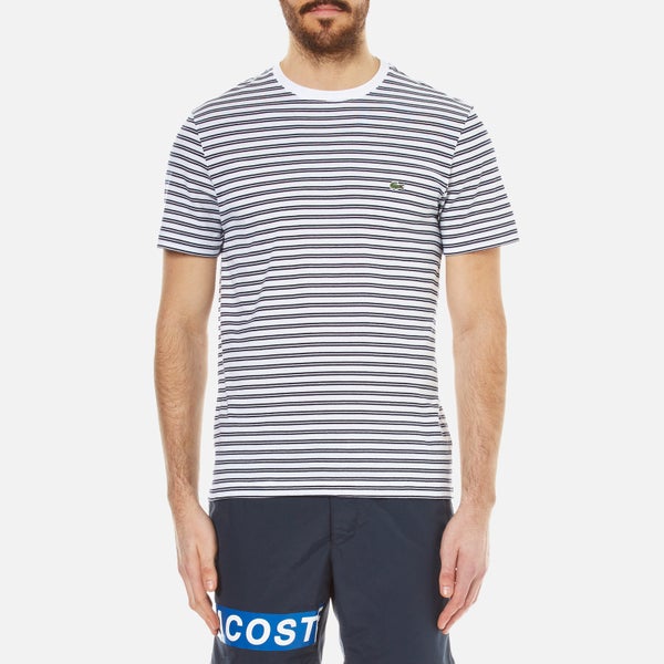 Lacoste Men's Striped T-Shirt - White/Navy Blue