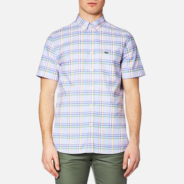 Lacoste Men's Short Sleeve Check Shirt - Flower Purple/Mandarin-Fi