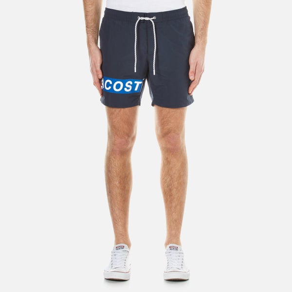 Lacoste Men's Large Logo Swim Shorts - Abyssal Blue/White-Sapphi