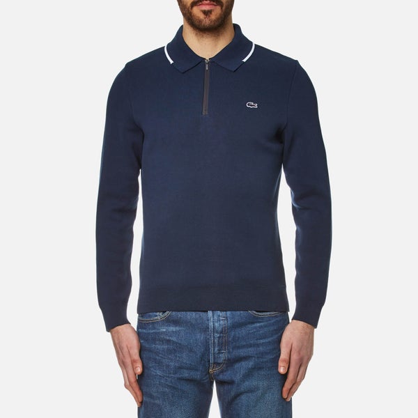 Lacoste Men's Zip Detail Sweater - Ship/White