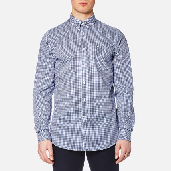 Lacoste Men's Gingham Long Sleeve Shirt - Inkwell/White