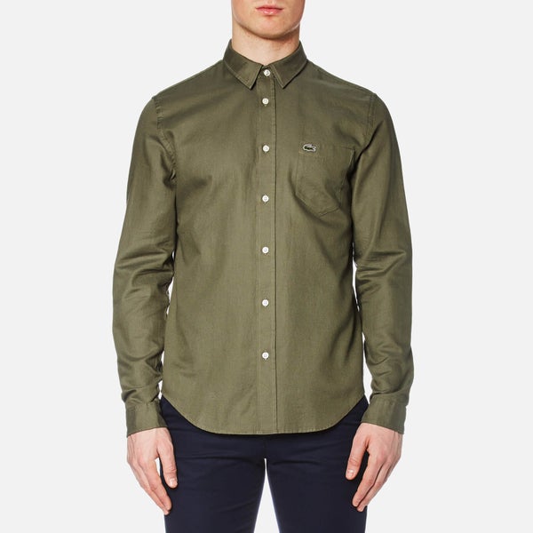 Lacoste Men's Long Sleeve Shirt - Army/Safari
