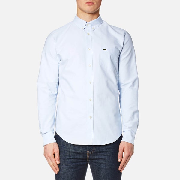 Lacoste Men's Oxford Long Sleeve Shirt - Atmosphere/White