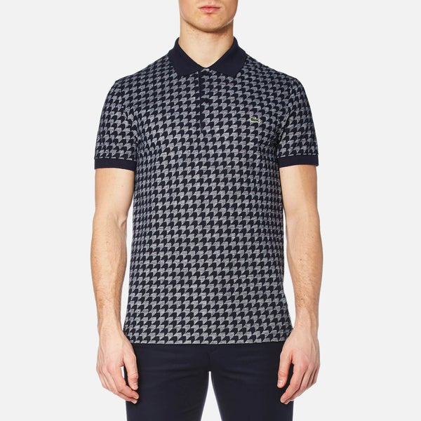 Lacoste Men's Oversized Houndstooth Printed Polo Shirt - Navy