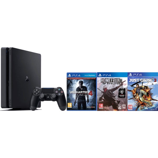 PlayStation 4 Slim 500GB with Uncharted 4, Homefront and Just Cause 3