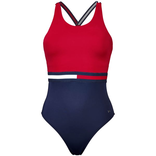 Tommy Hilfiger Women's Hanalei Bathing Suit - Crimson/Navy