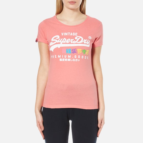 Superdry Women's Premium Goods Rainbow T-Shirt - Beach Pink