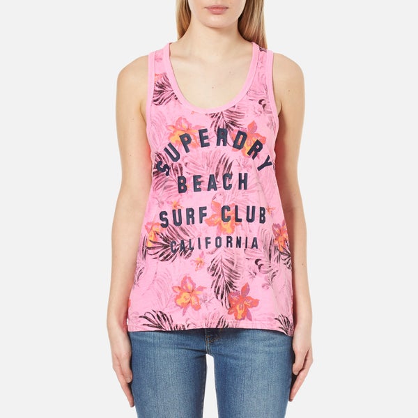 Superdry Women's Surf Club Aop Overdyed Vest - Fluro Pink