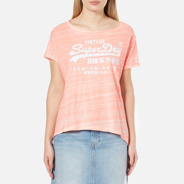 Superdry Women's Premium Goods BF T-Shirt - Candy Coral Jersey Injected White