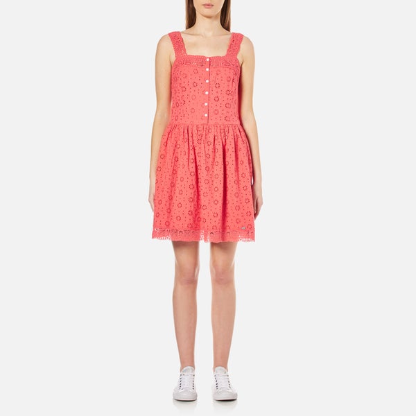 Superdry Women's Lacy Mix Skater Dress - Island Coral