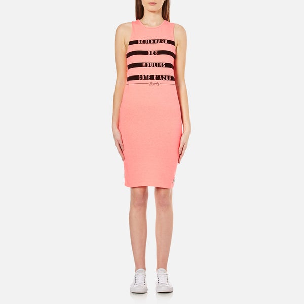 Superdry Women's Mariner Stripe Midi Dress - Coral Neon