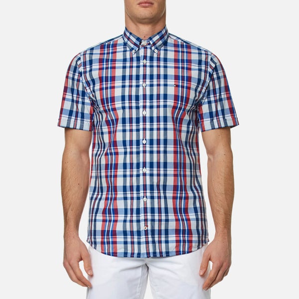 Tommy Hilfiger Men's Lester Check Short Sleeve Shirt - Blue/Apple Red