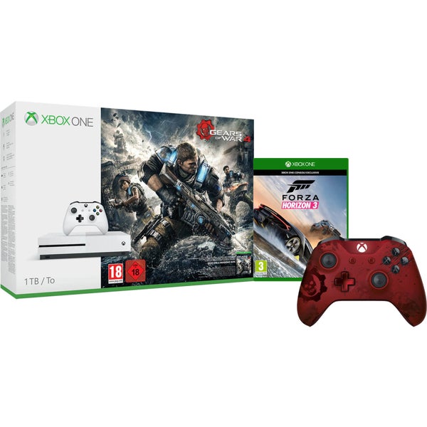 Xbox One S 1TB Console - Includes Gears of War 4, Forza Horizon 3 & Extra Wireless Controller