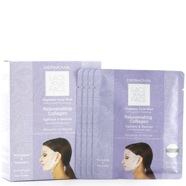 Dermovia LACE YOUR FACE Compression Facial Treatment Mask - Rejuvenating Collagen (4 Pack)