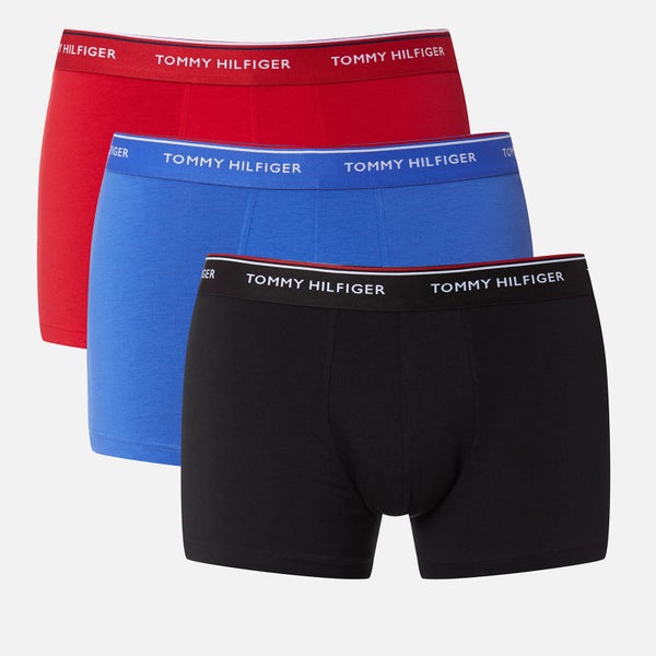 Tommy Hilfiger Men's 3 Pack Trunk Boxer Shorts - Tango Red/Dazzling Blue/Black