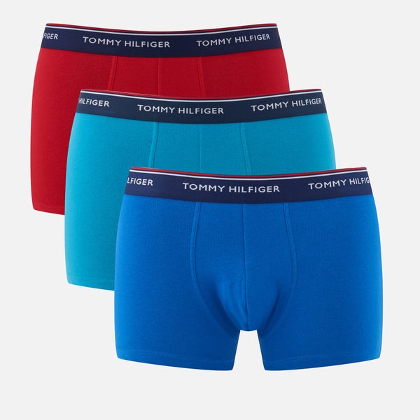 Tommy Hilfiger Men's 3 Pack Trunk Boxer Shorts - Bluejay/Classic Blue/Tango Red