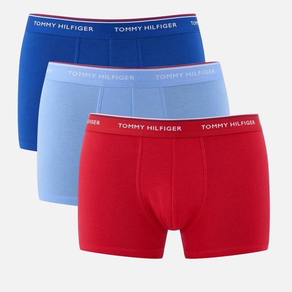 Tommy Hilfiger Men's 3 Pack Trunk Boxer Shorts - Soldalite Blue/Tango Red/Vista Blue