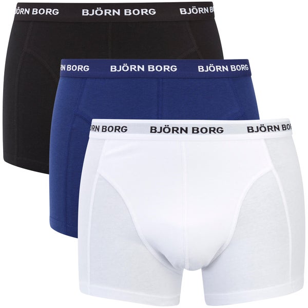 Bjorn Borg Men's Three Pack Solid Boxer Shorts - Blue Depth