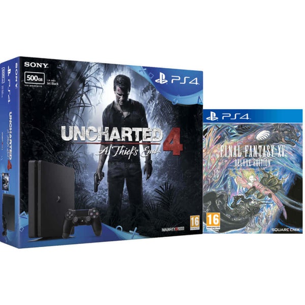 PlayStation 4 Slim 500GB Console - Includes Uncharted 4 and Final Fantasy Deluxe Edition
