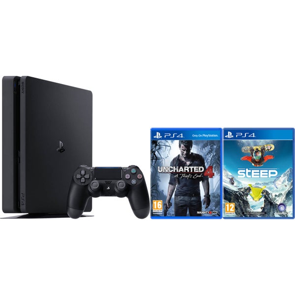 PlayStation 4 Slim 500GB Console - Includes Uncharted 4 and Steep