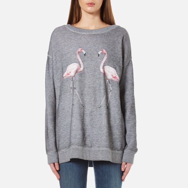 Wildfox Women's Two Flamingos Roadtrip Sweatshirt - Heather Grey