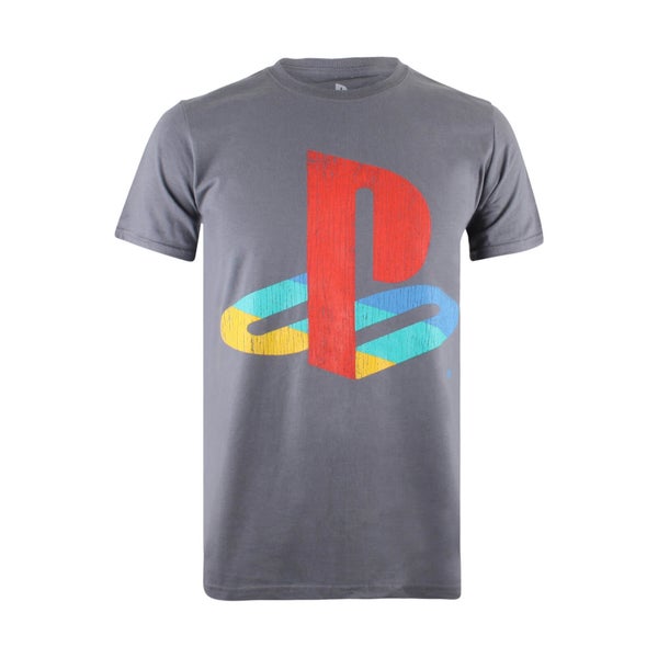 T-Shirt Homme PlayStation Logo Rétro - Gris Charbon