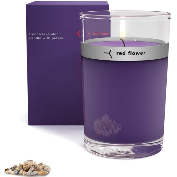 Red Flower French Lavender Petal Topped Candle