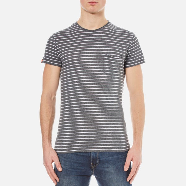 Superdry Men's Lite Loomed Pocket Striped Short Sleeve T-Shirt - Flint Grey Grit/Optic