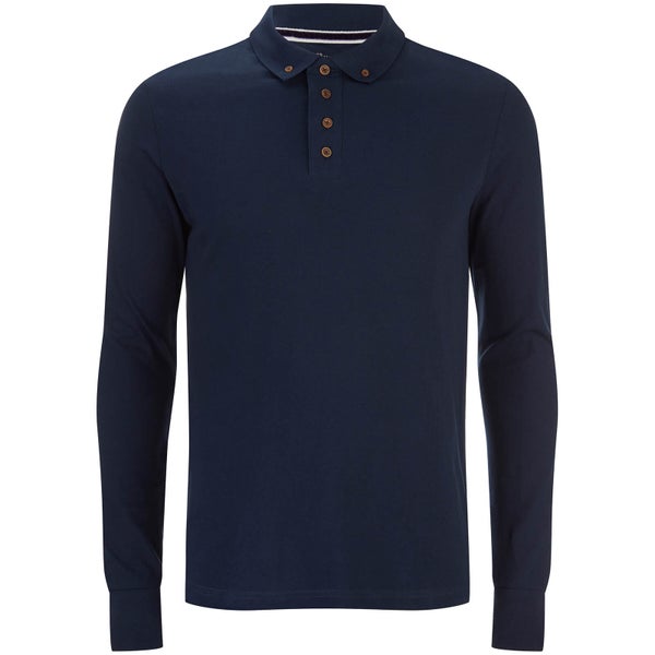 Brave Soul Men's Lincoln Long Sleeve Polo Shirt - Ocean Blue