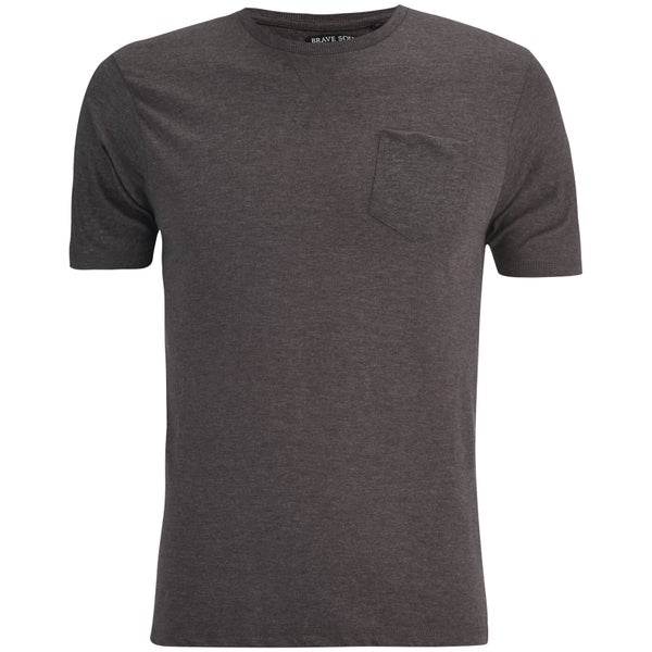 Brave Soul Men's Arkham Pocket T-Shirt - Dark Charcoal Marl