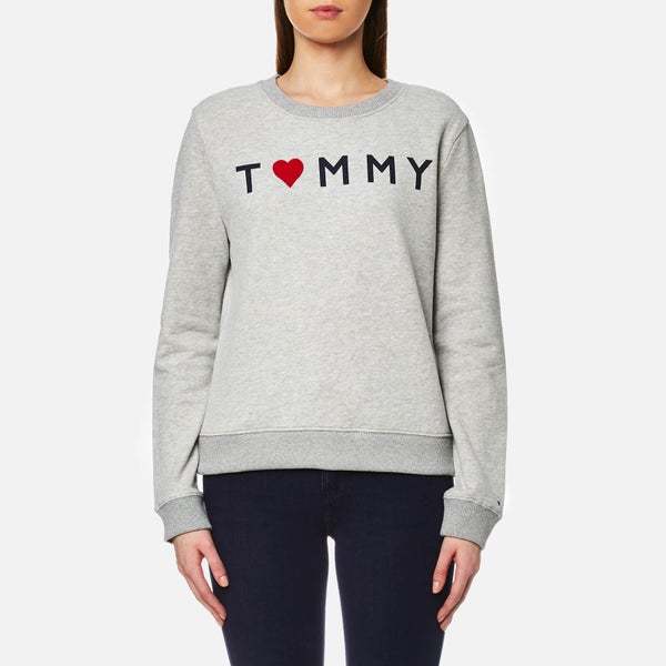 Tommy Hilfiger Women's Tommy Logo Heart Sweatshirt - Light Grey Heather
