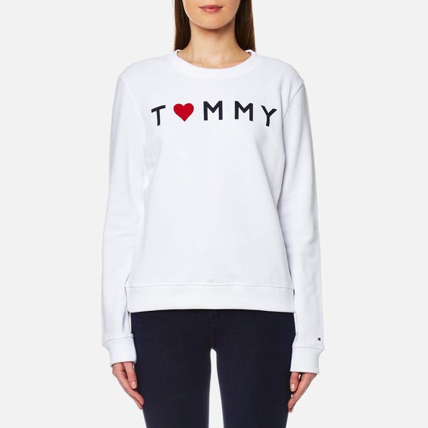 Tommy Hilfiger Women's Tommy Logo Heart Sweatshirt - Classic White