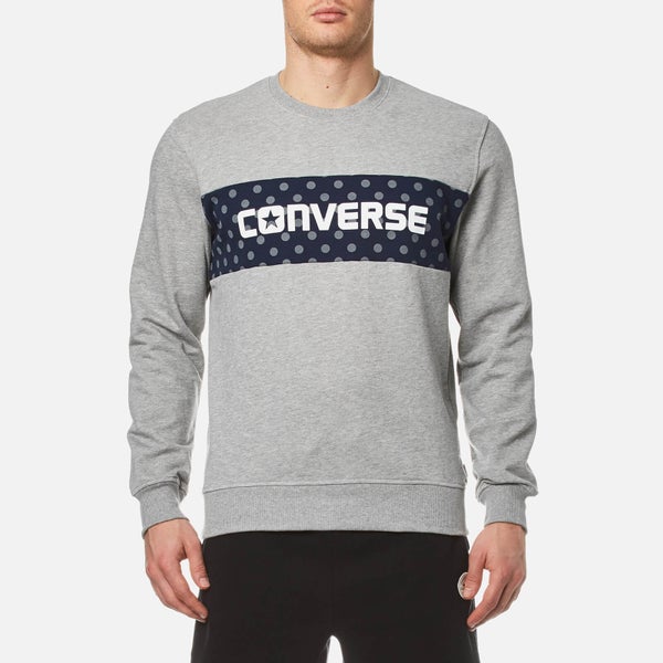 Converse Men's Dots Pattern Crew Sweatshirt - Vintage Grey Heather