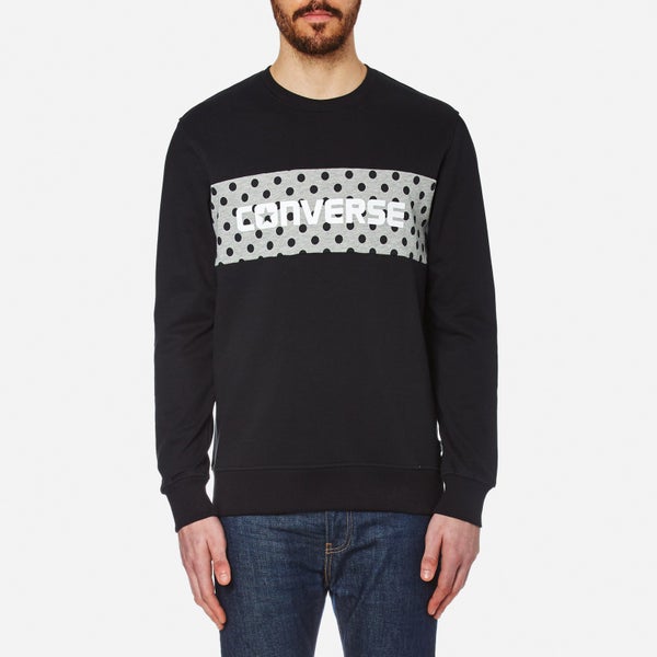 Converse Men's Dots Pattern Crew Neck Sweatshirt - Black