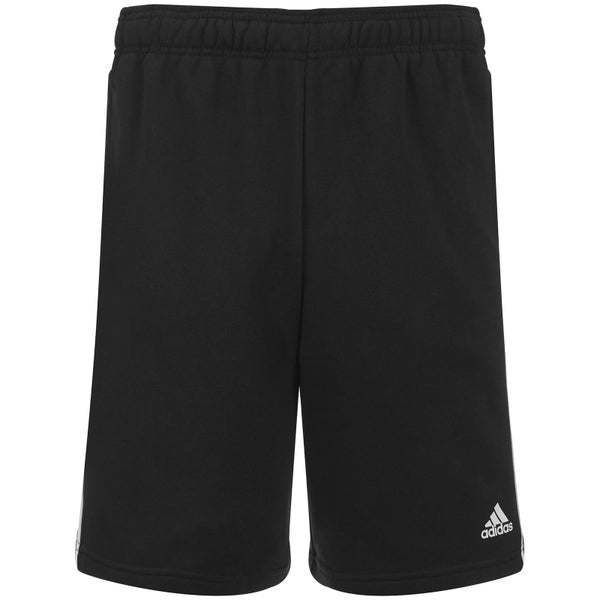 adidas Men's Essential 3 Stripe Fleece Jog Shorts - Black