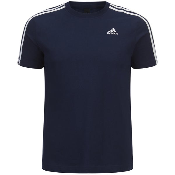 adidas Men's Essential 3 Stripe T-Shirt - Navy