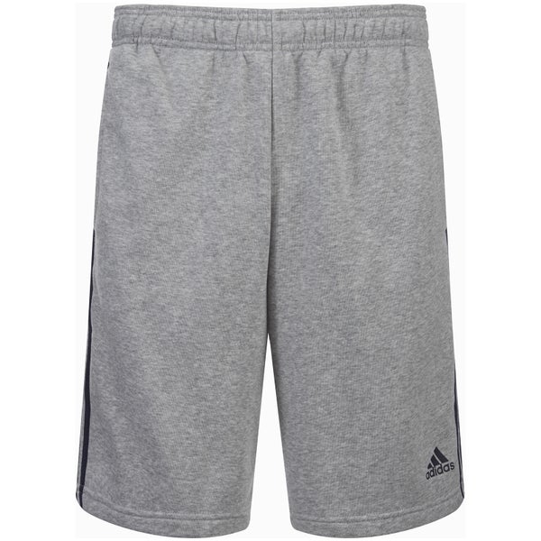 adidas Men's Essential 3 Stripe Fleece Jog Shorts - Grey