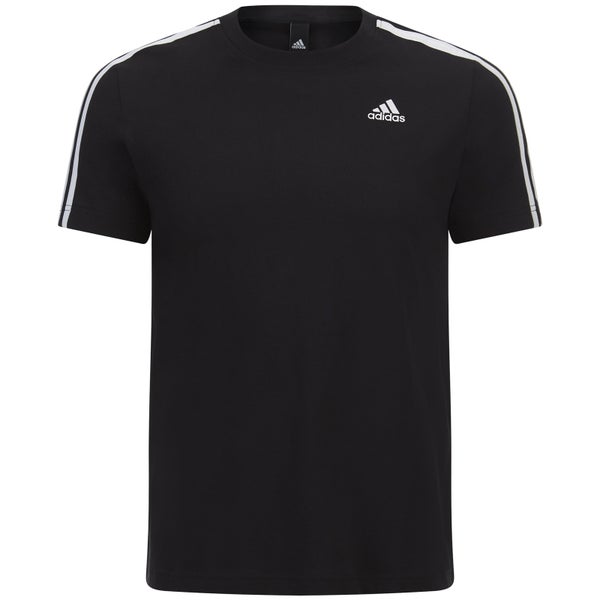 adidas Men's Essential 3 Stripe T-Shirt - Black