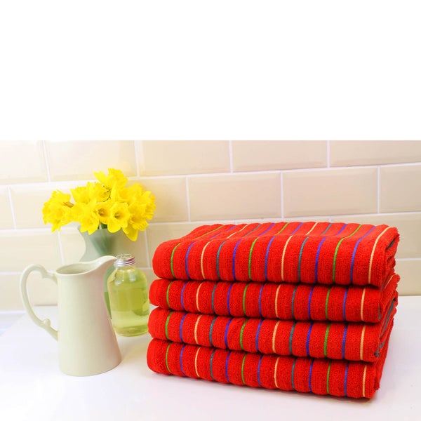 Restmor 100% Cotton 4 Pack Bath Sheets (500 GSM) - Red