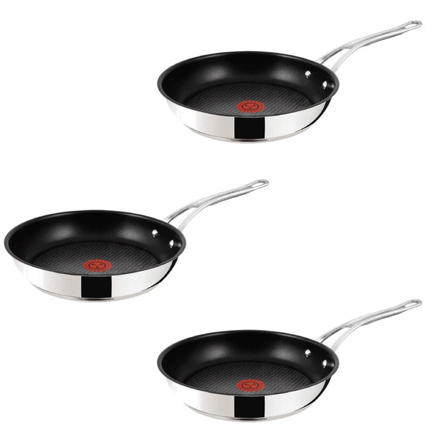 Jamie Oliver by Tefal Stainless Steel Non-Stick 3 Piece Frying Pan Set - 24/28/30cm