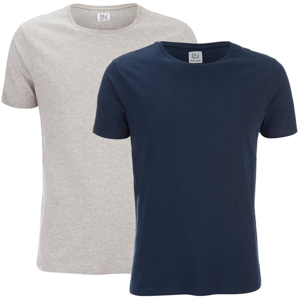 Smith & Jones Men's Purlin 2 Pack T-Shirt - Navy/Grey