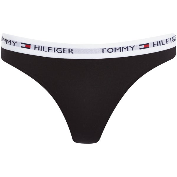 Tommy Hilfiger Women's Cotton Thong Iconic - Black